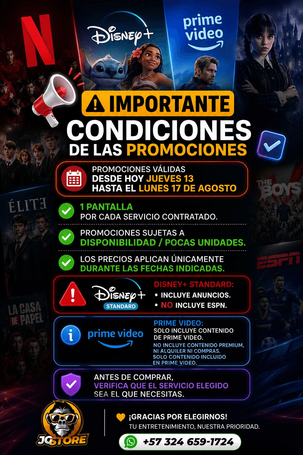 Condiciones de las promociones